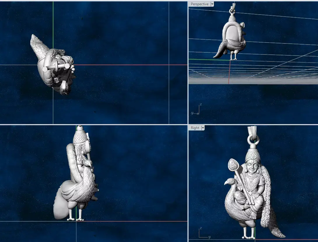 ayyappa murugan kumara swamy peacock  gold silver pendent 3D print model