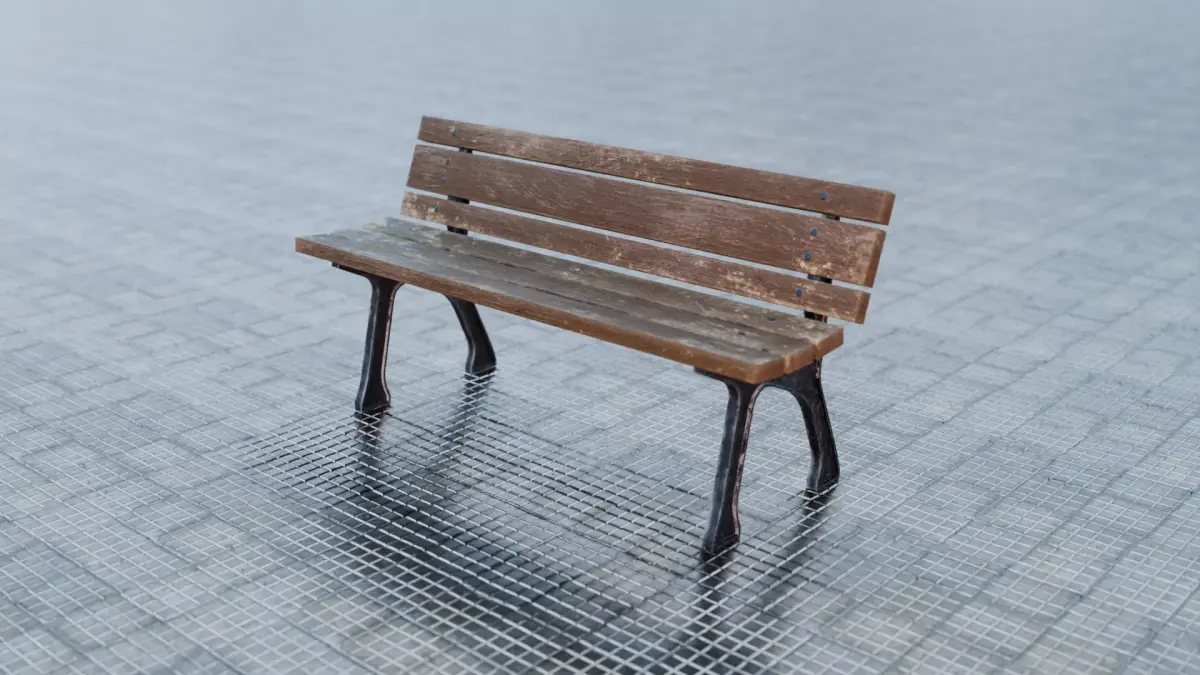 BENCH PARK TYPE RETRO FROM 1980s Low-poly 3D model