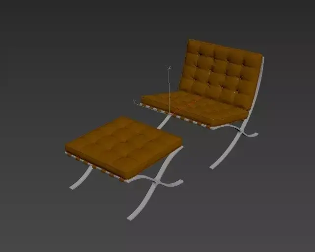 chair barcelona lounge and ottoman Free 3D model