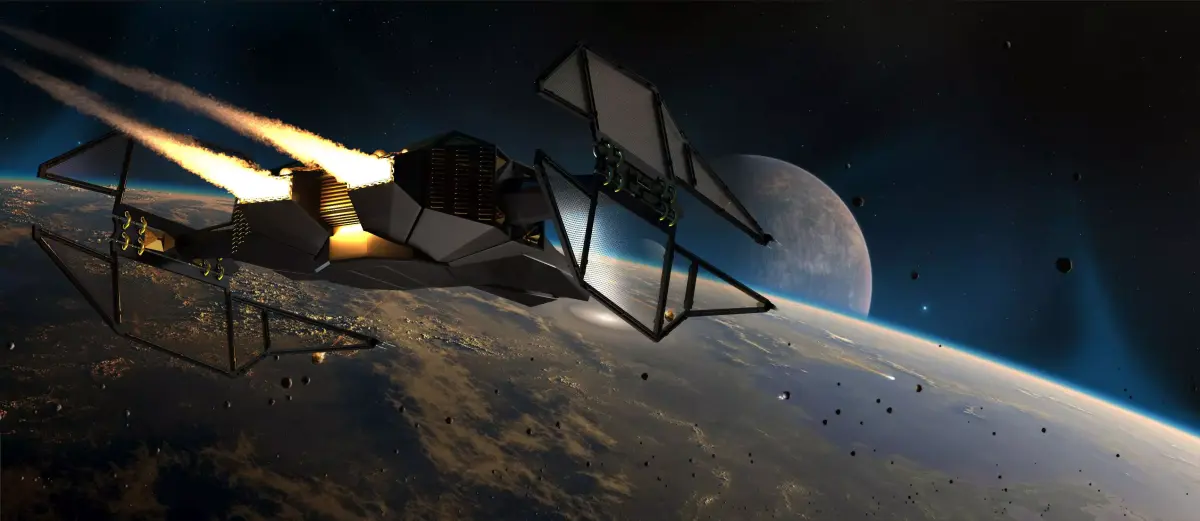 Futuristic Stealth Spacecraft Black Gold Sci-Fi Fighter 3D model