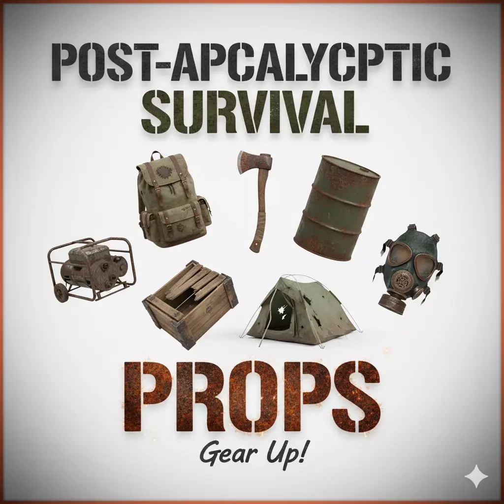 Post Apocolyptic Props High Poly 3D model