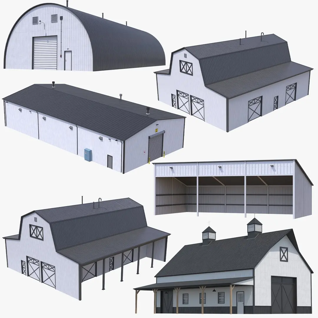 6 PBR Farm Buildings Collection 3D model