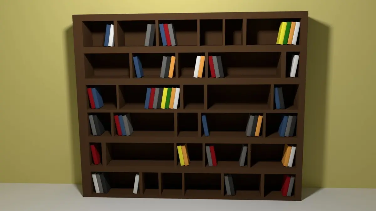 Bookshelf and books Free low-poly 3D model