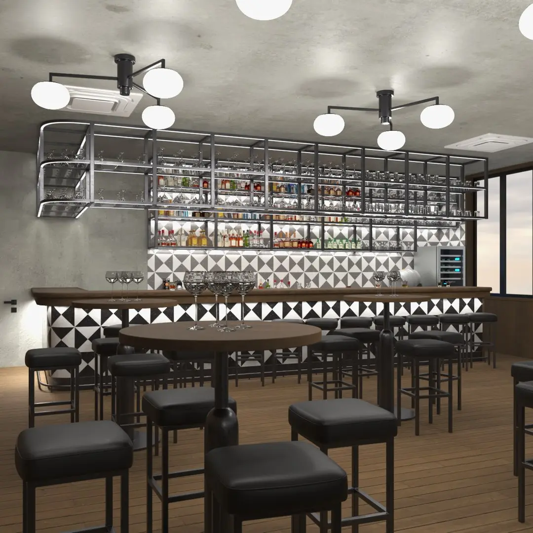 Modern Bar with Shelves 3D model