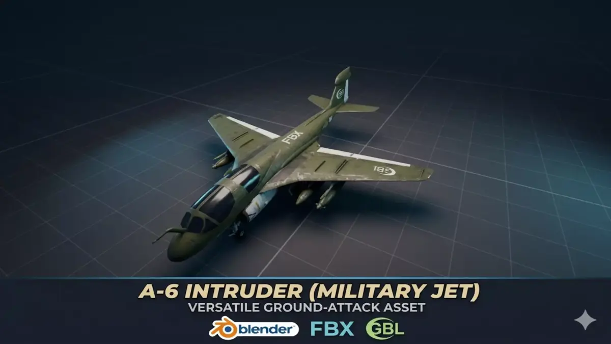 EA-6B Prowler - Military Electronic Warfare Aircraft  Low-poly 3D model