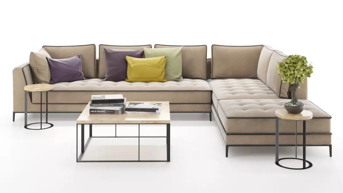Corner sofa set with table and plant Free 3D model