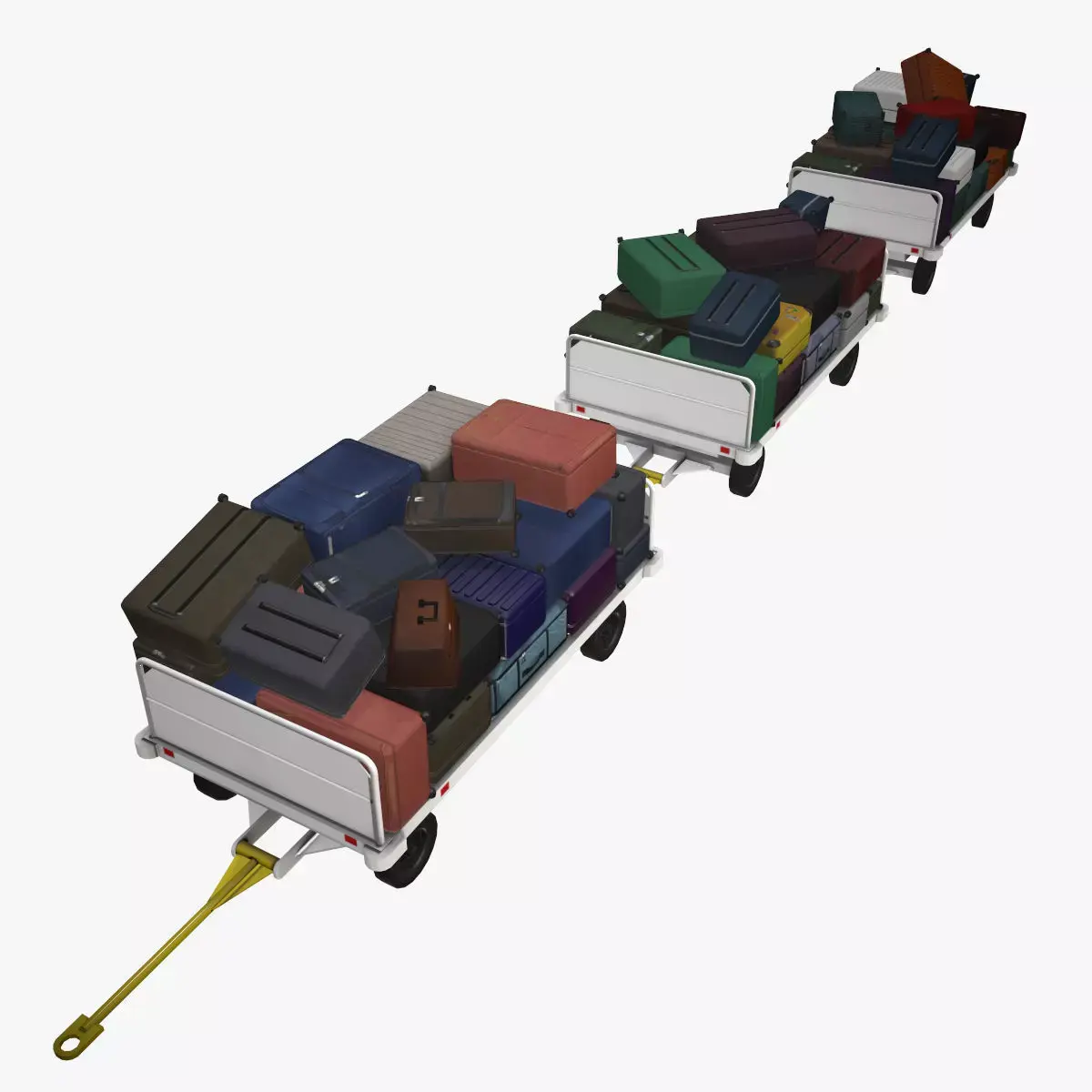 Airport Baggage Carts Loaded --441-- Low-poly 3D model
