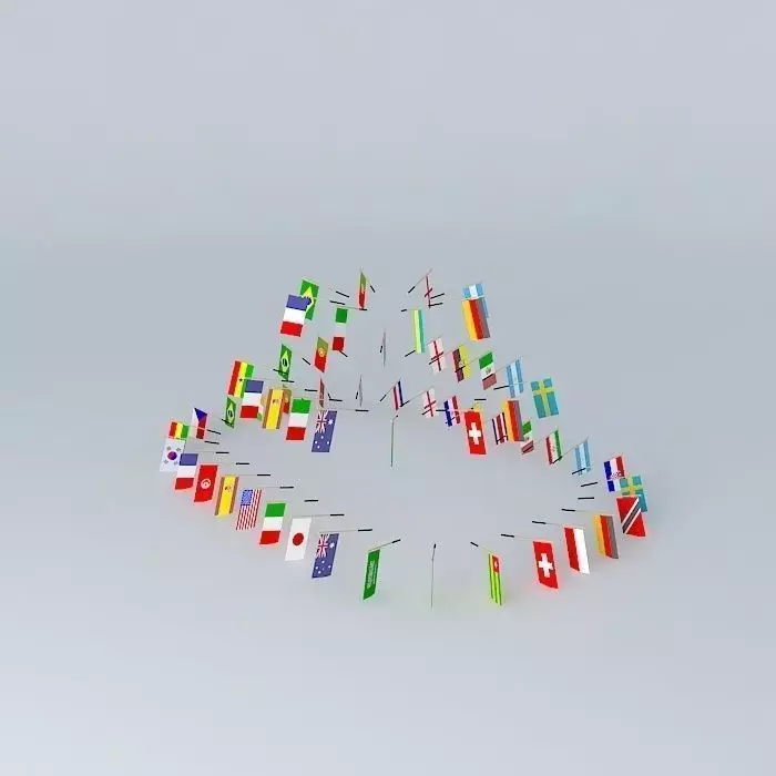 wtcflag tree made of metal pins Free 3D model
