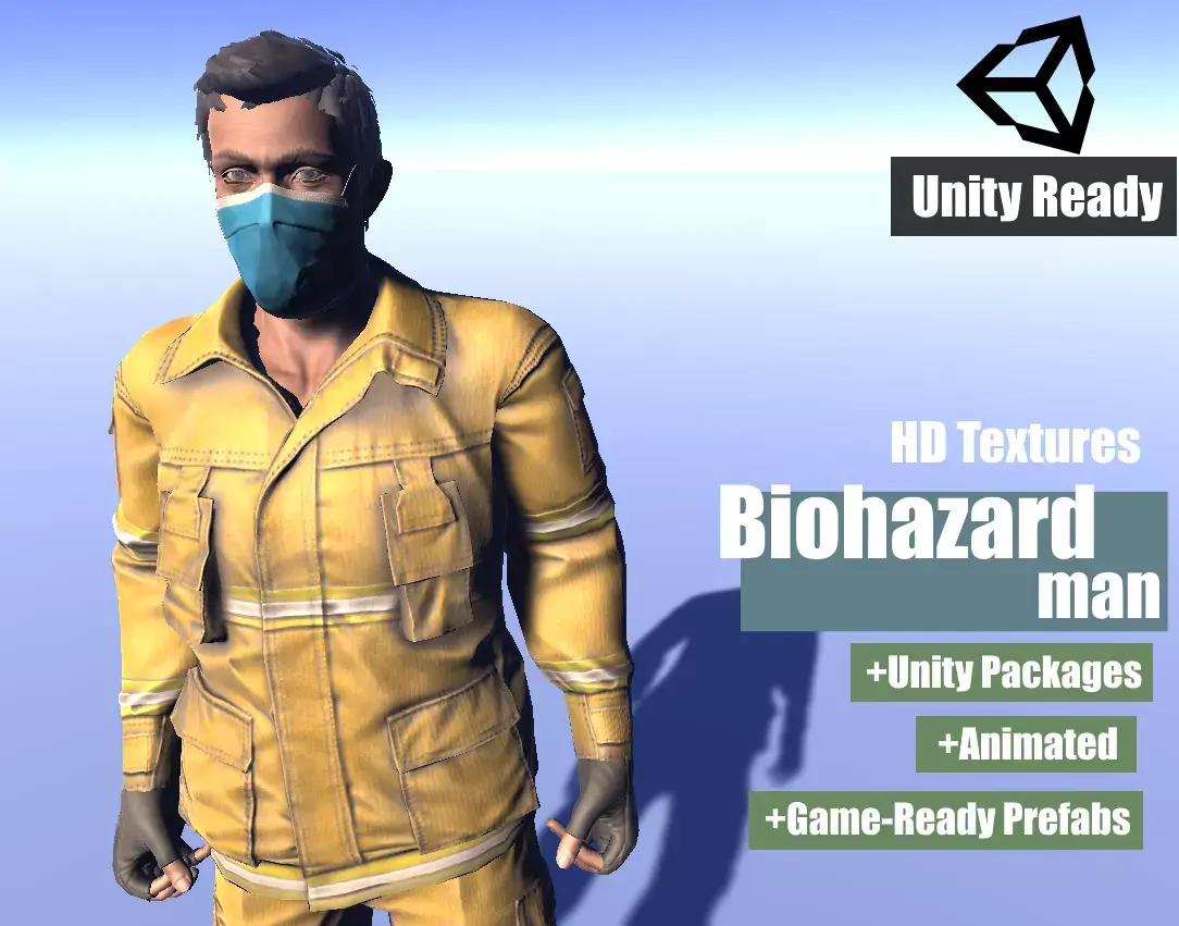 Biohazard Man - animated rigged Man Low-poly 3D model