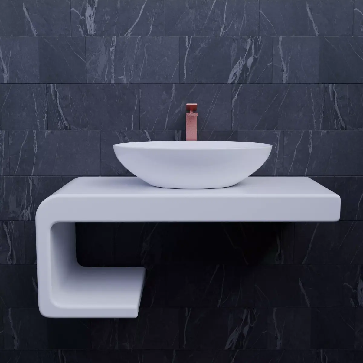 Abstract Bathroom Modern SInk Cabinet Free 3D model