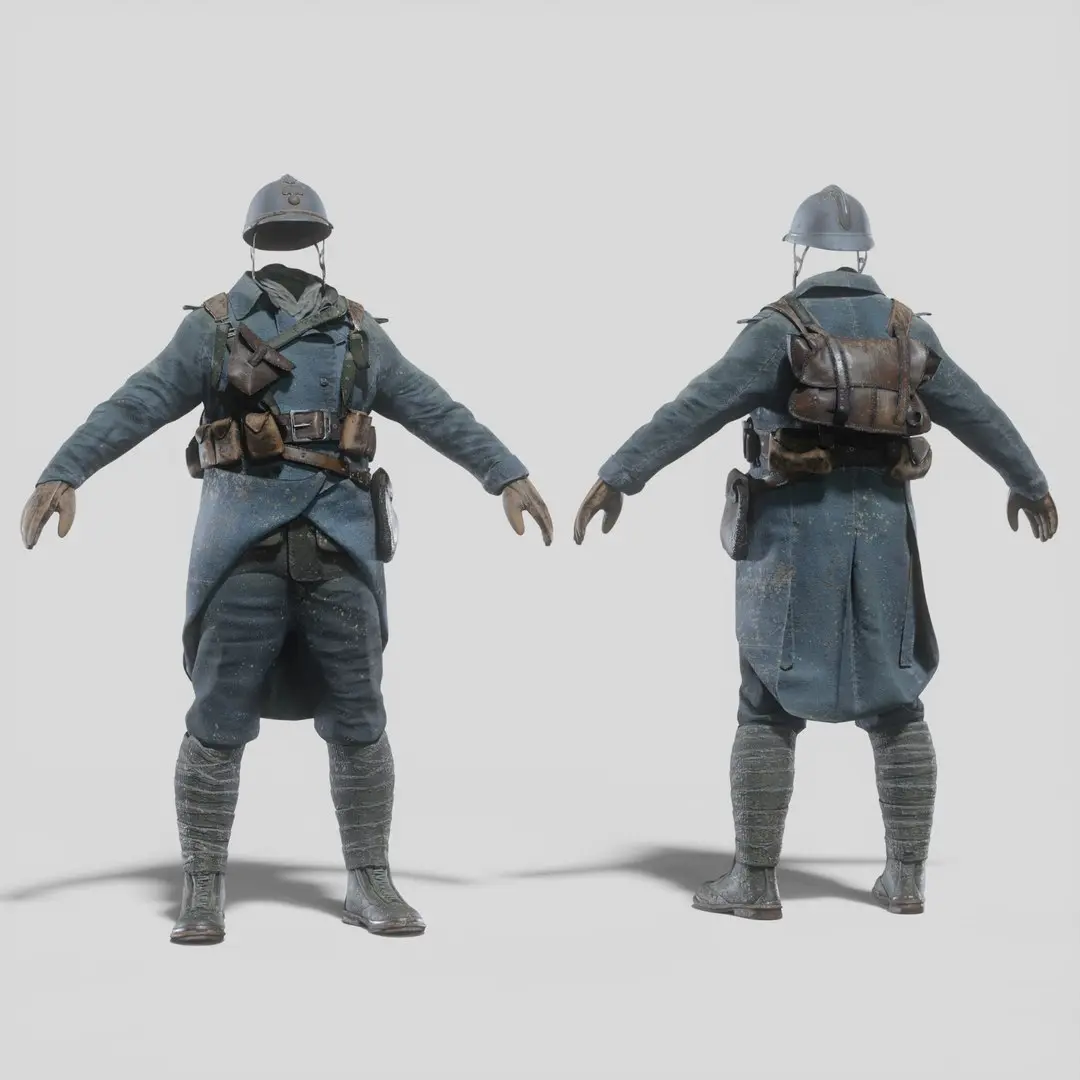 SOLDIER WWI French Rigged 3D model purchase