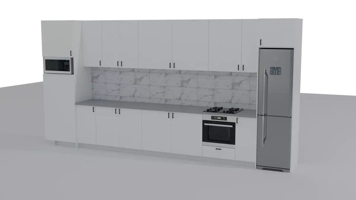 Straight Kitchen Low-poly 3D model