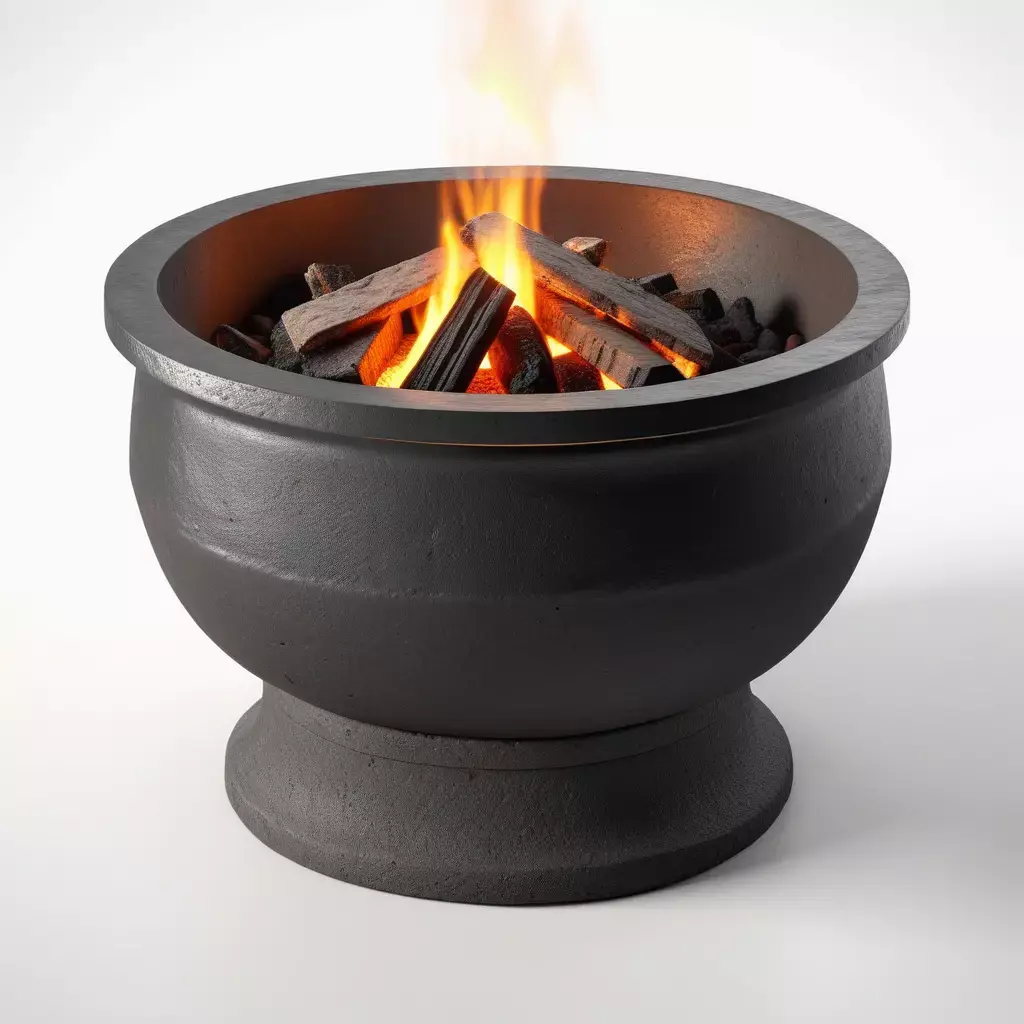 Modern Outdoor Fire Pit with Logs 3D model