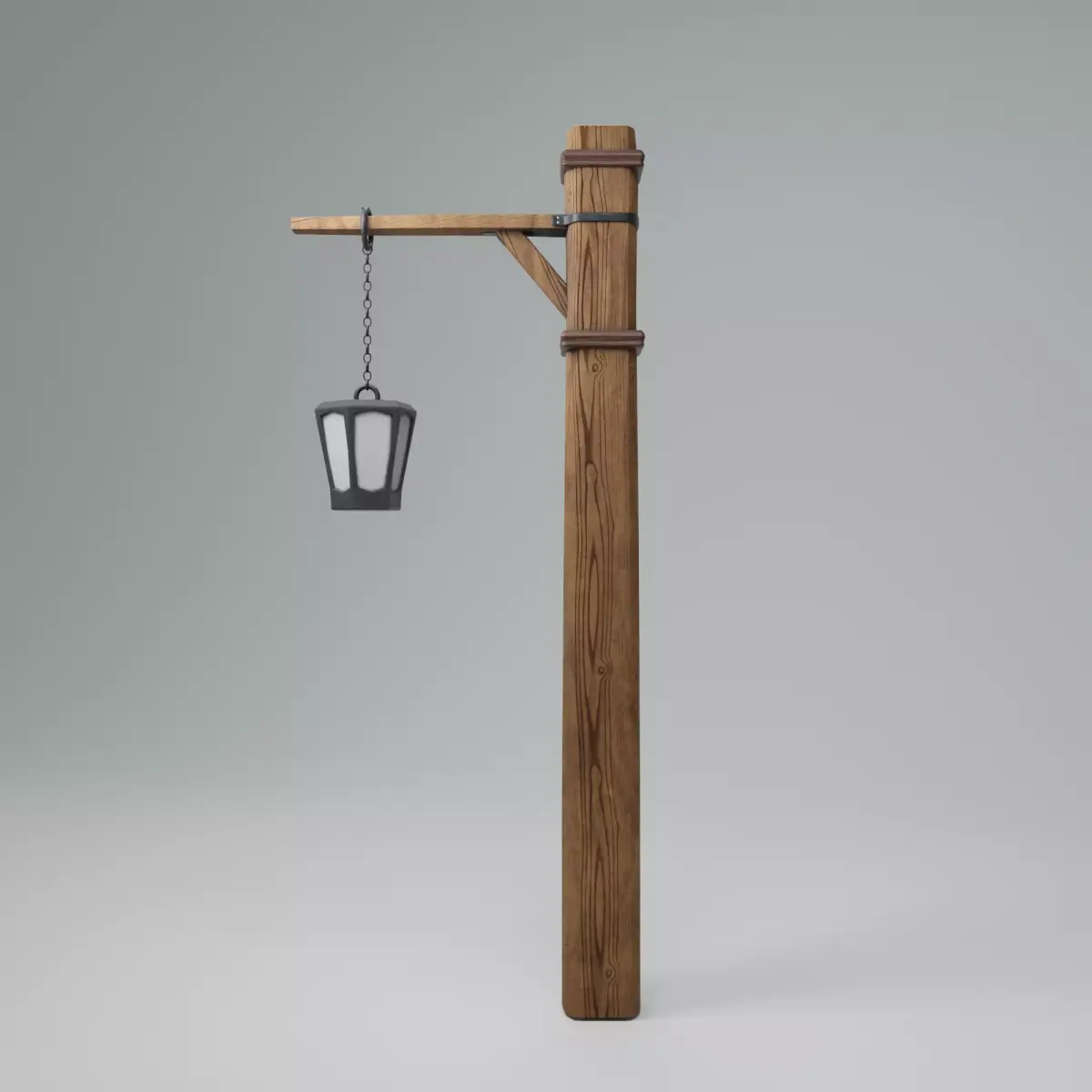 Wood pillar lamp Free low-poly 3D model