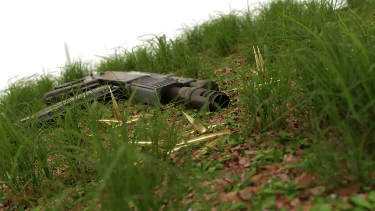 Gun model with gold spikes Low-poly 3D model