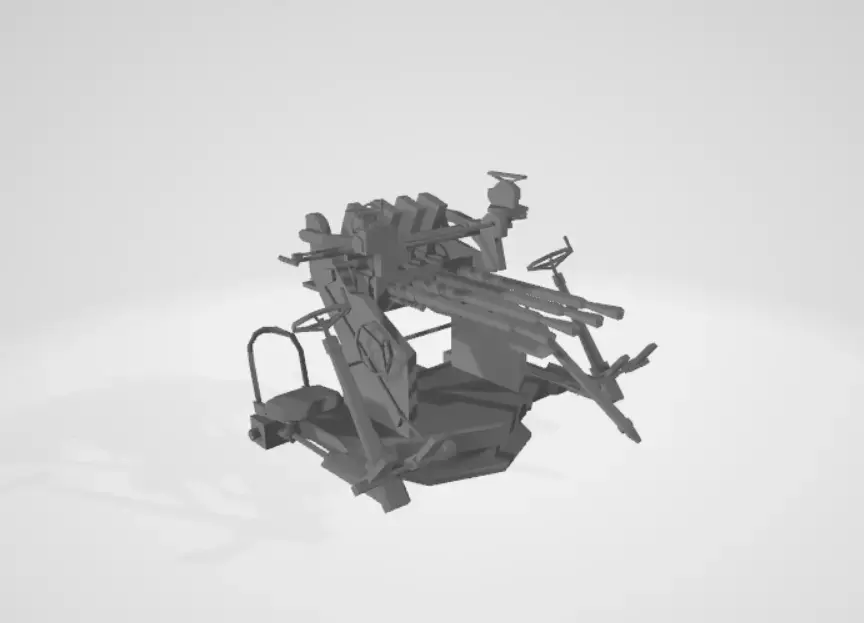 FRENCH WW2 AA GUN X4 Low-poly 3D model