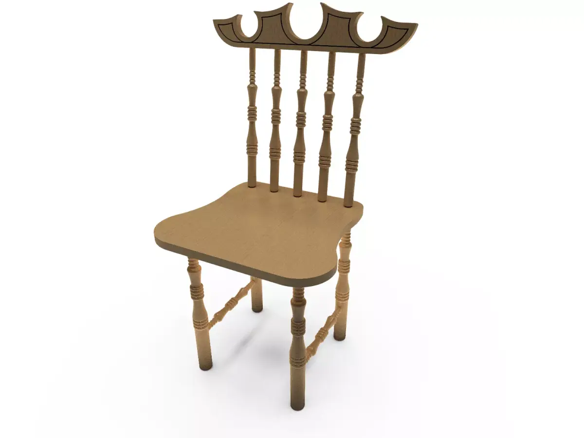 Wooden Chair 3D model 7