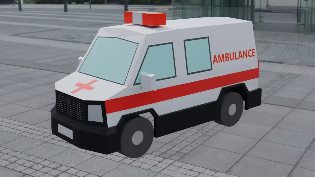 Low Poly Ambulance Vehicle 3D Model FBX GLB OBJ BLEND Low-poly 3D model