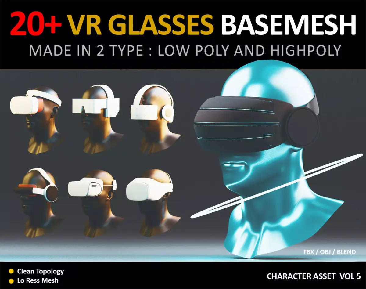 20  VR HEADSETSE AND GLASSES PACK  VOL 5   Low-poly 3D model