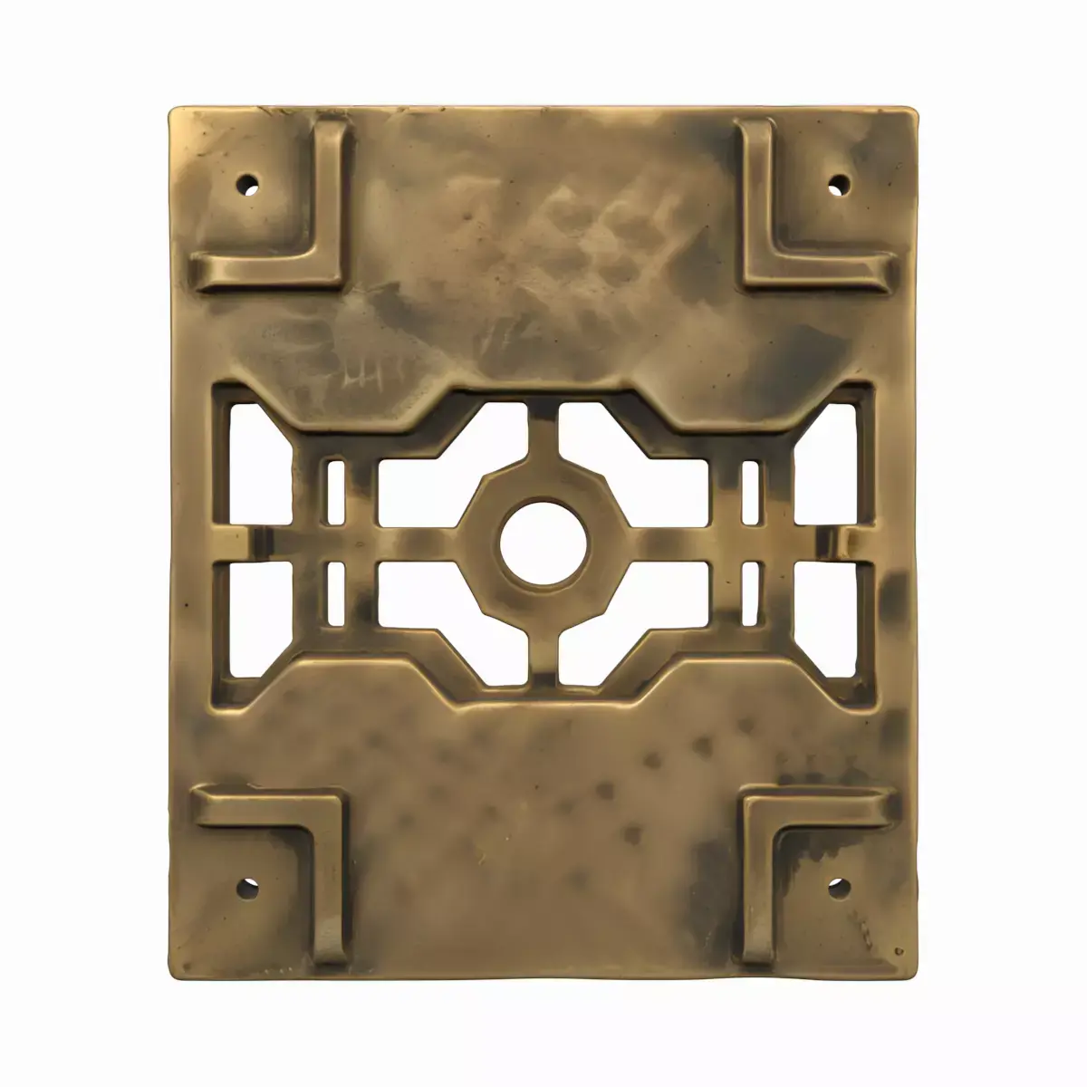 3D Ornate Brass Bank Vault Vent Grille Geometric Airflow 3D model