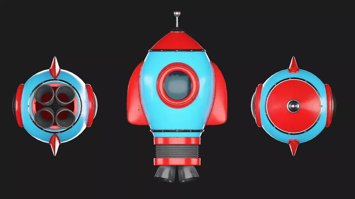 Cartoon Rocket 3D model 2