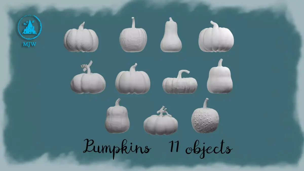 Miniature Pumpkins Set 3D print model