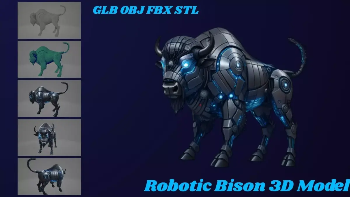 Robotic Bison - High Poly 3D model
