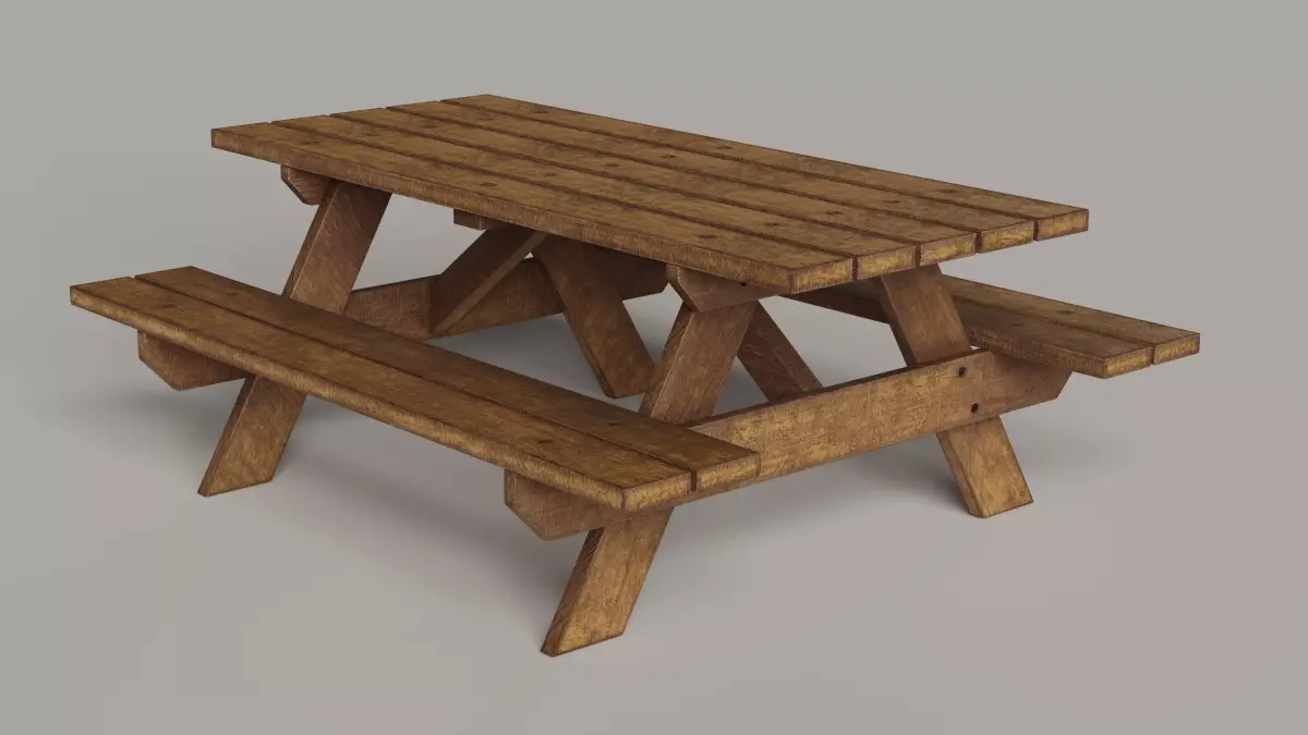 Picnic Table Realistic Low-poly 3D model