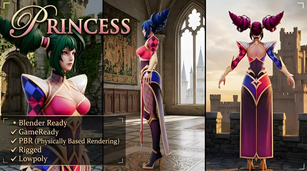 Princess - Game Ready Low-poly 3D model