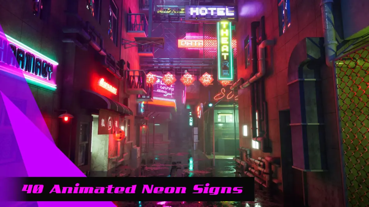 Cyberpunk Neon Signs Vol2 - Back Alley Pack 3D model
