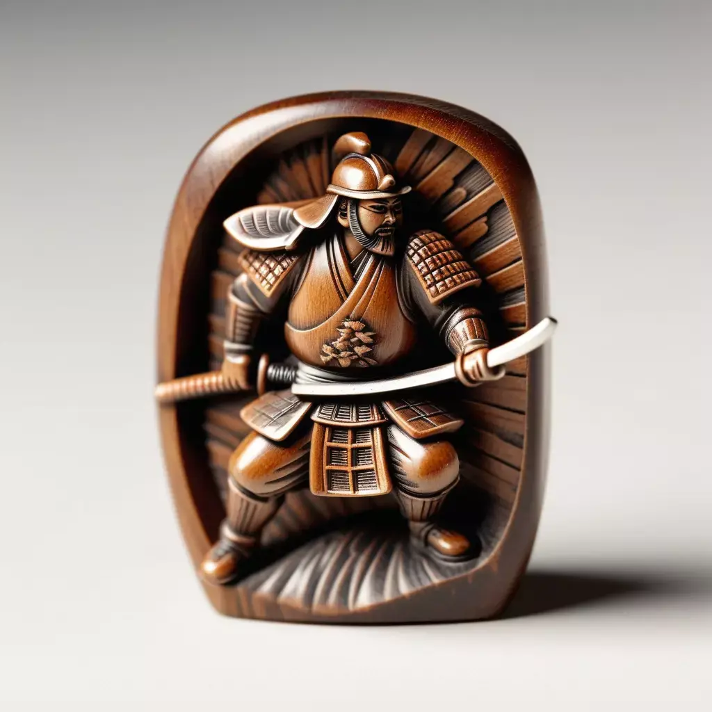 Detailed Samurai Wooden Figurine 3D model