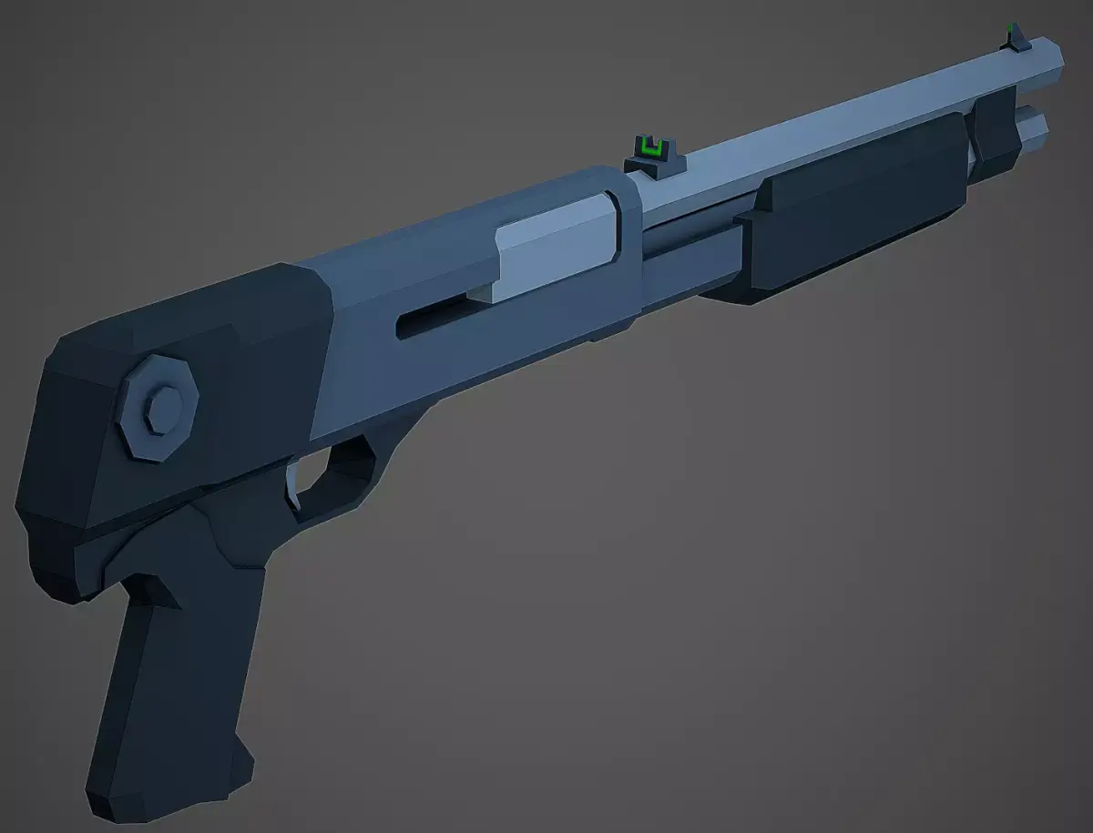 Stylized M56B Shotgun Low Poly Mobile Ready Low-poly 3D model