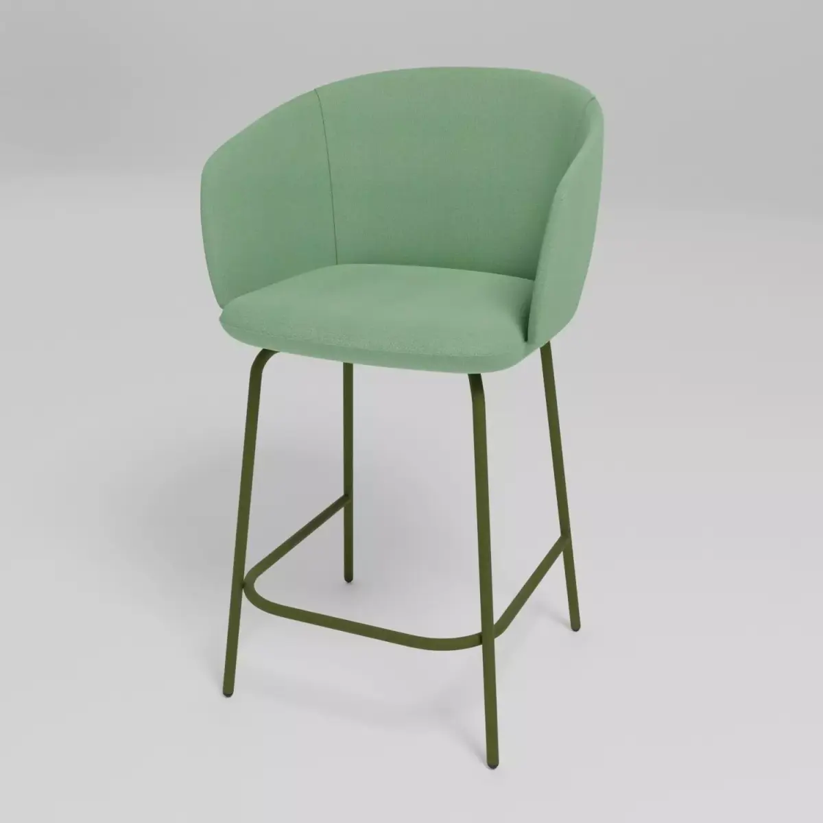 GRACE - Upholstered fabric low stool with armrests - Free 3D model