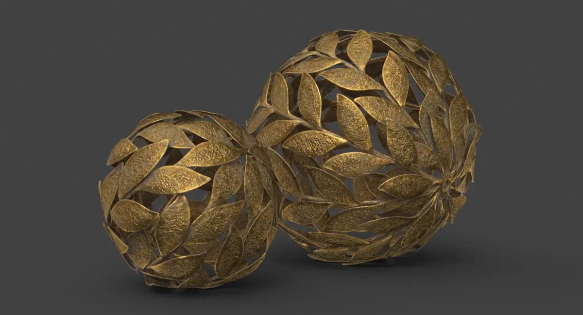 Metal Leaf Decorative Ball Set 3D model