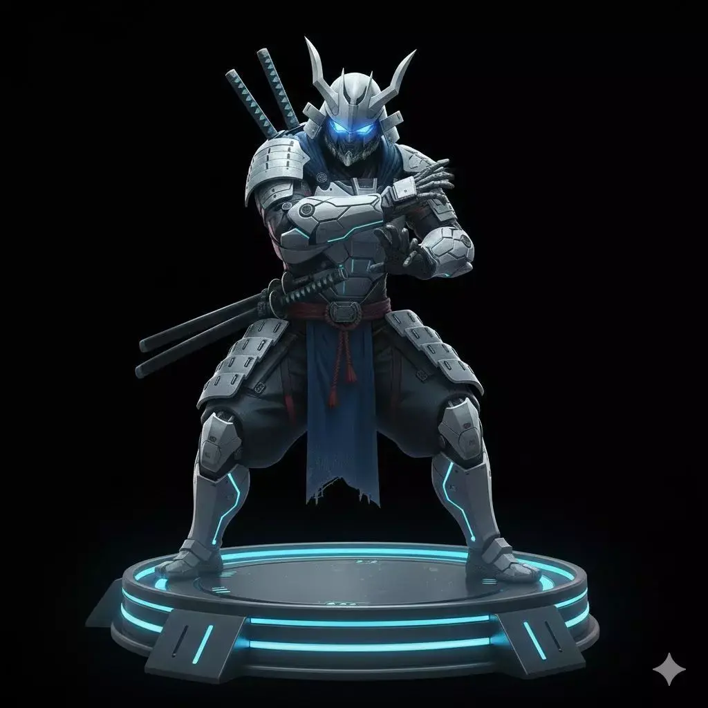Samurai Cyber Shogun Ronin 75mm STL Sci-Fi Miniature 3D print model