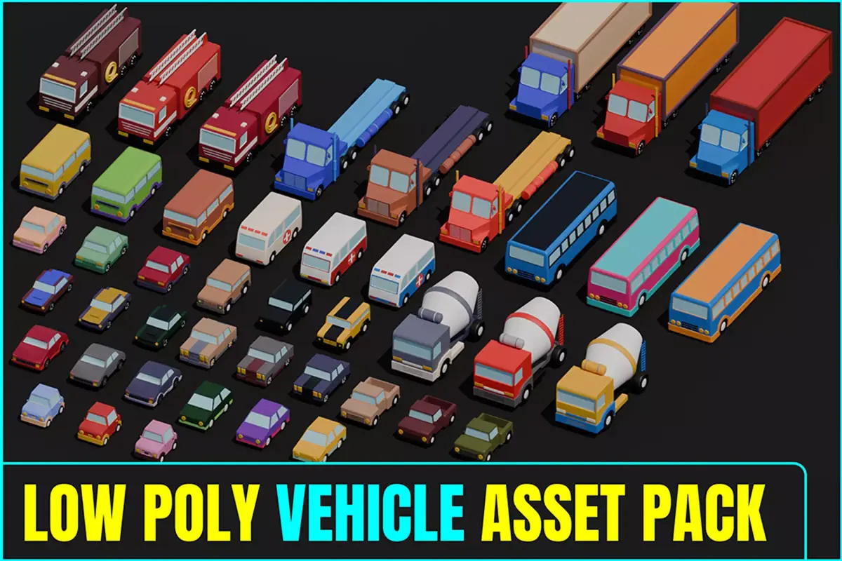 Vehicle Pack - Low Poly Game Ready Models Low-poly 3D model