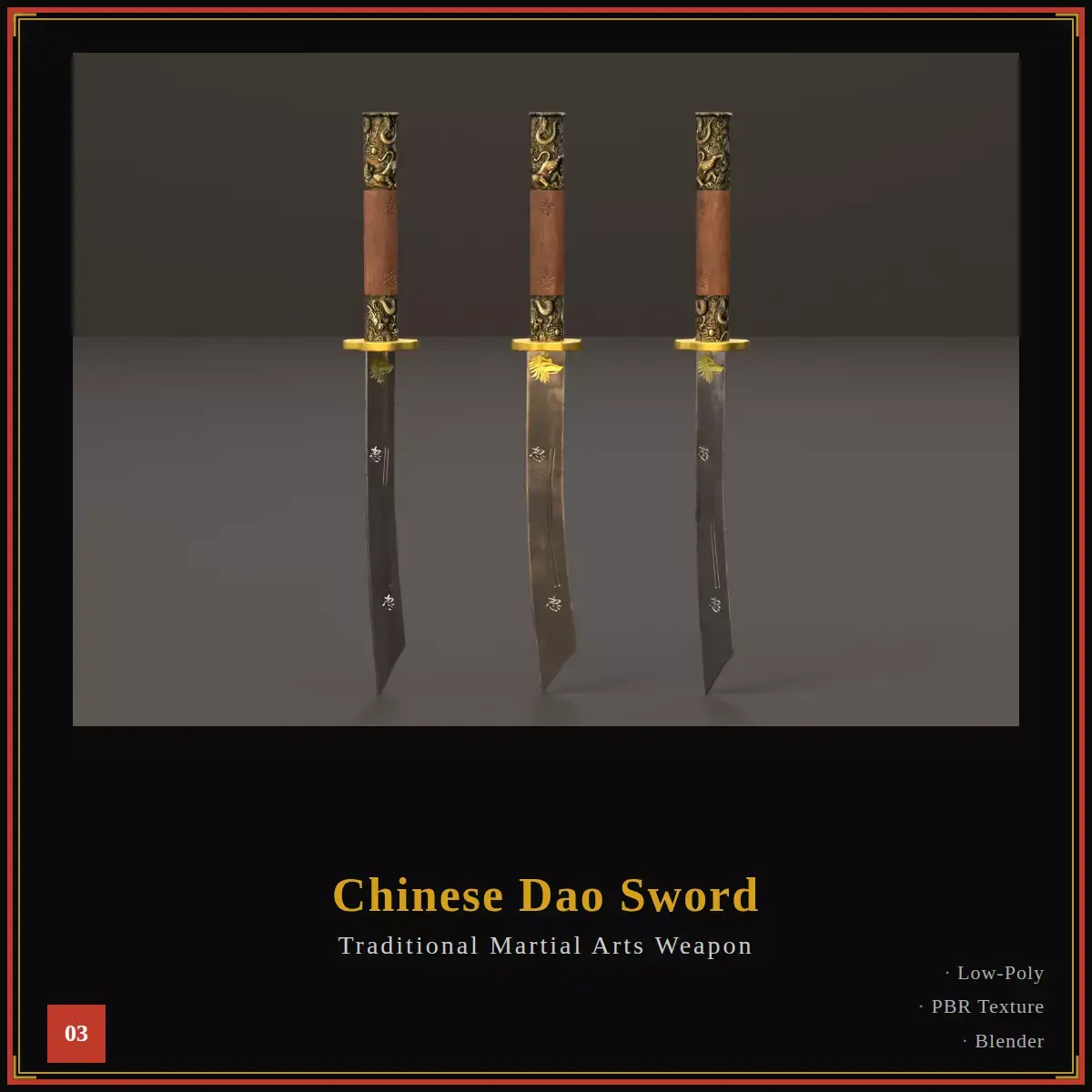 Chinese Dao Sword - Traditional Martial Arts Weapon 03 Low-poly 3D model