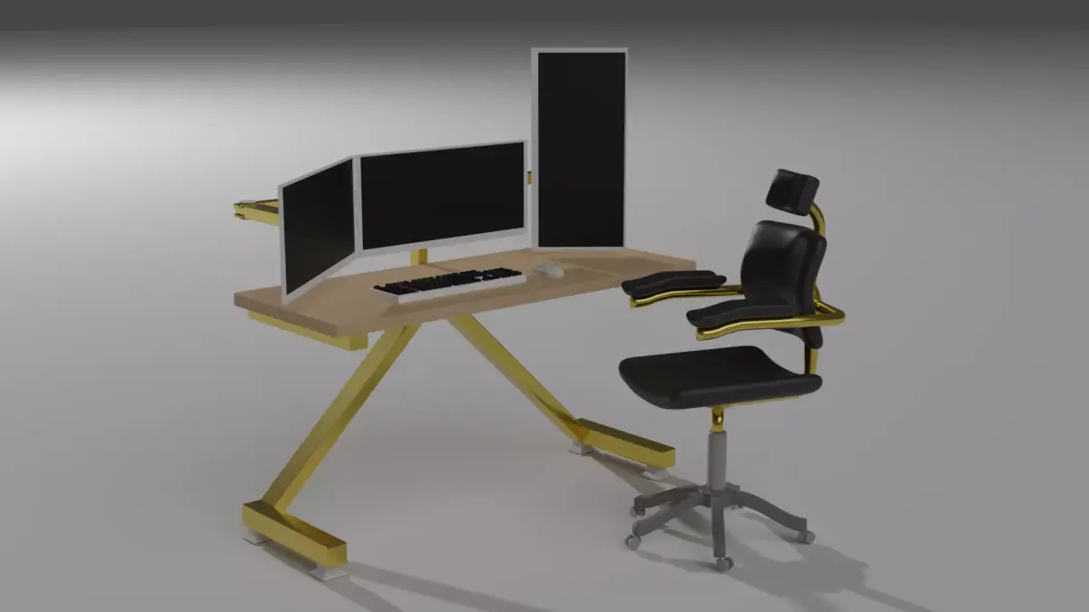 computer on the table Free low-poly 3D model