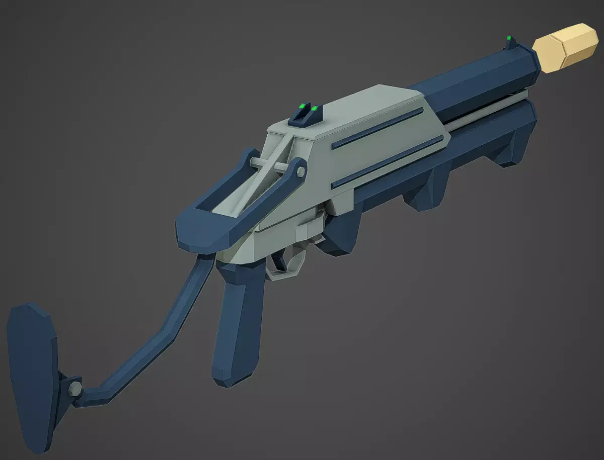 Stylized GM-94 Grenade Launcher Low Poly Mobile Ready Low-poly 3D model