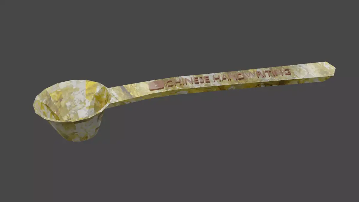 Porcelain spoon with Youtube logo on it Low-poly 3D model