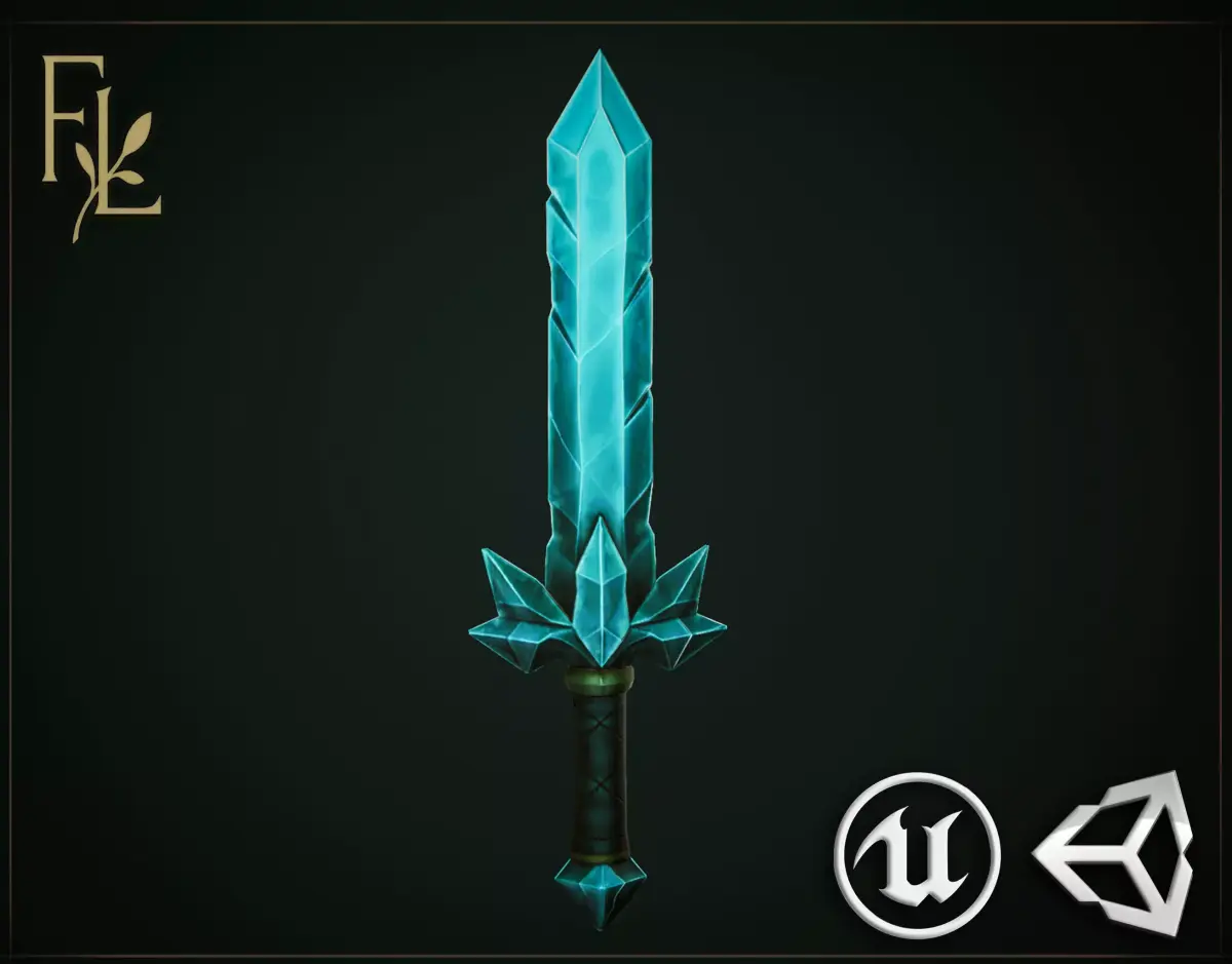 Crystal Sword - Game Ready Weapon Low-poly 3D model