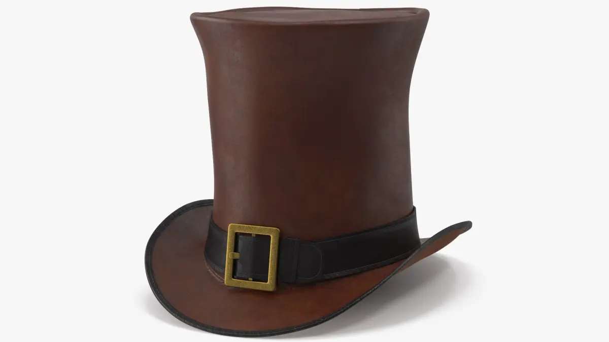 Leather Top Hat Brown with Buckle v 2 3D model