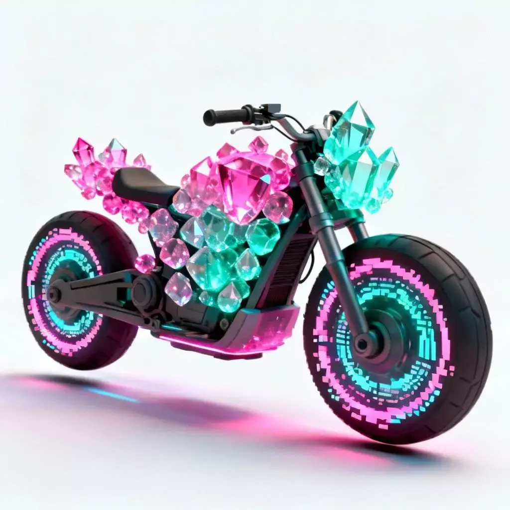 Crystalline Neon Sportbike 3D Model Low-poly 3D model