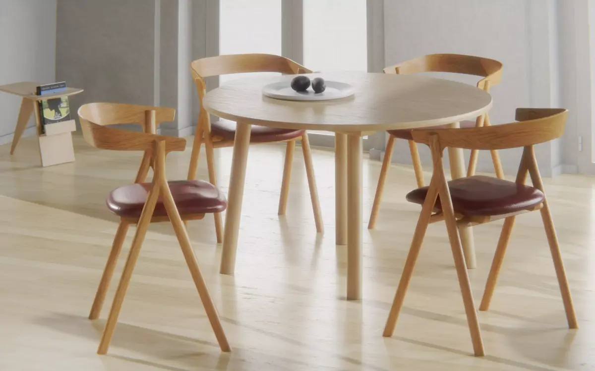 DiningSet V-01-Taro Table and YKSI Chairs Low-poly 3D model