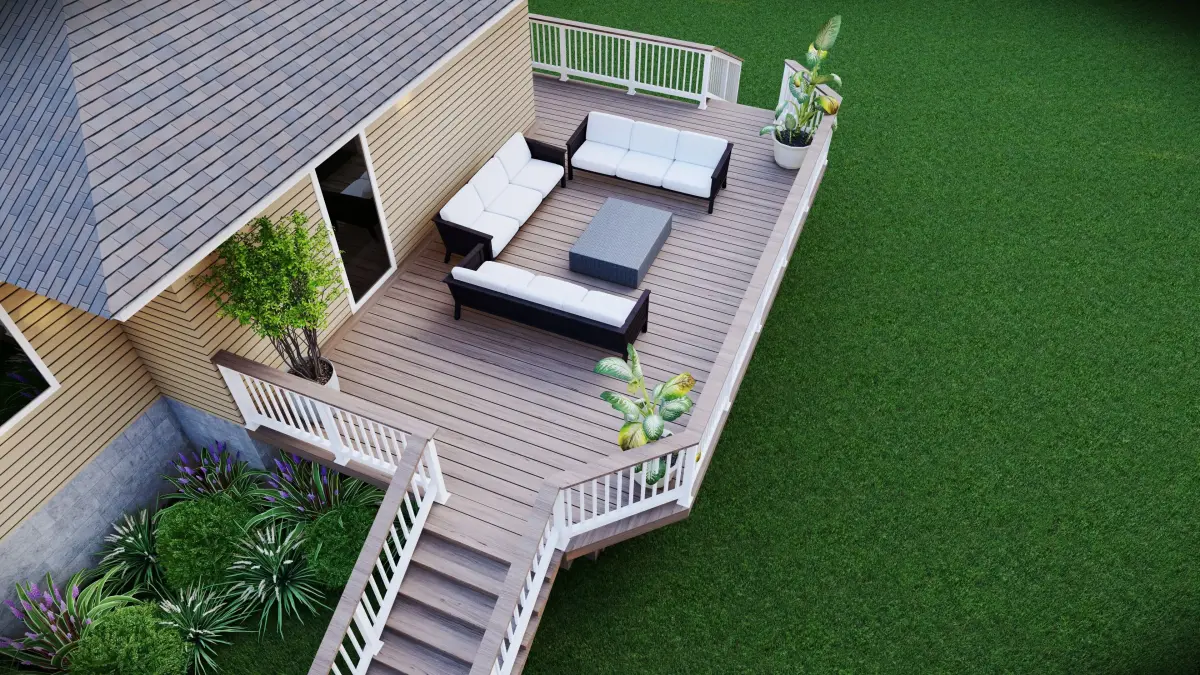 Modern Raised Deck and Backyard Patio Residential 3D Model Free 3D model