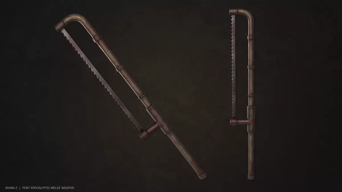 Post Apocalyptic melee weapon Low-poly 3D model buy