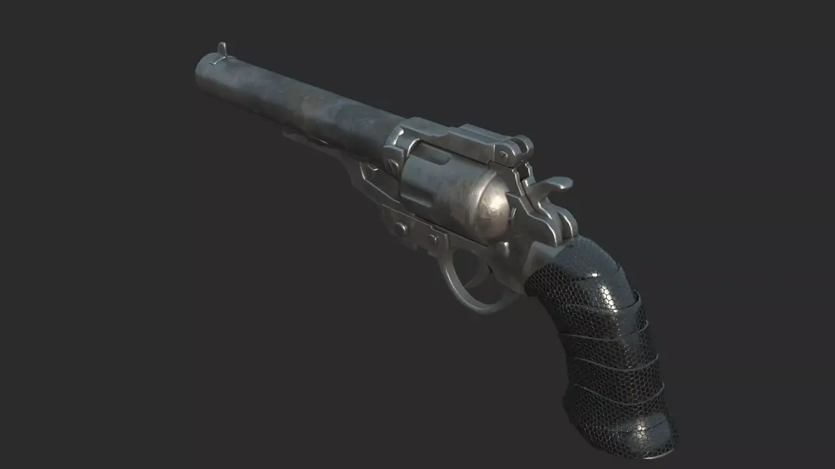 Future apocalyptic-style assembled revolver 3D model