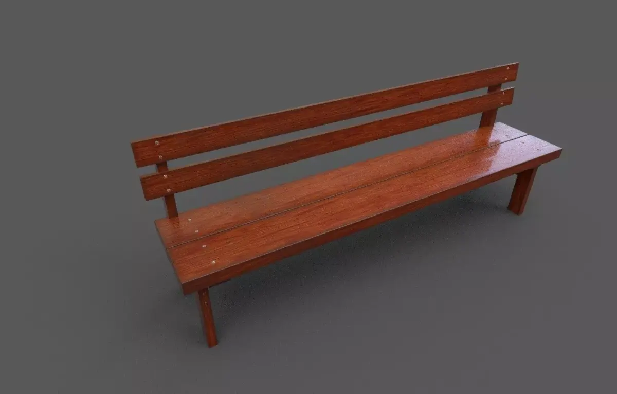 Wood Bench Low-poly 3D model order