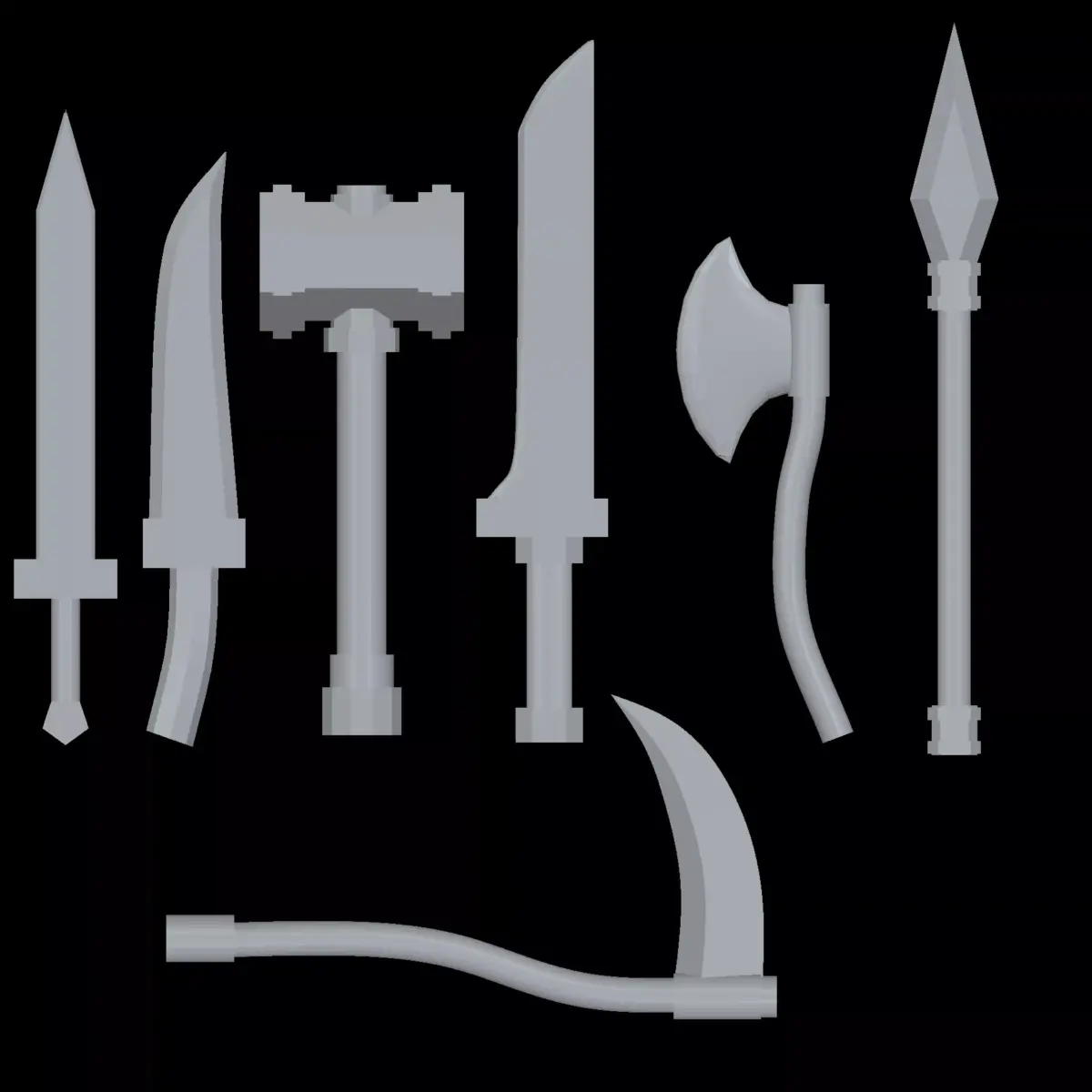raw weapon pack Low-poly 3D model