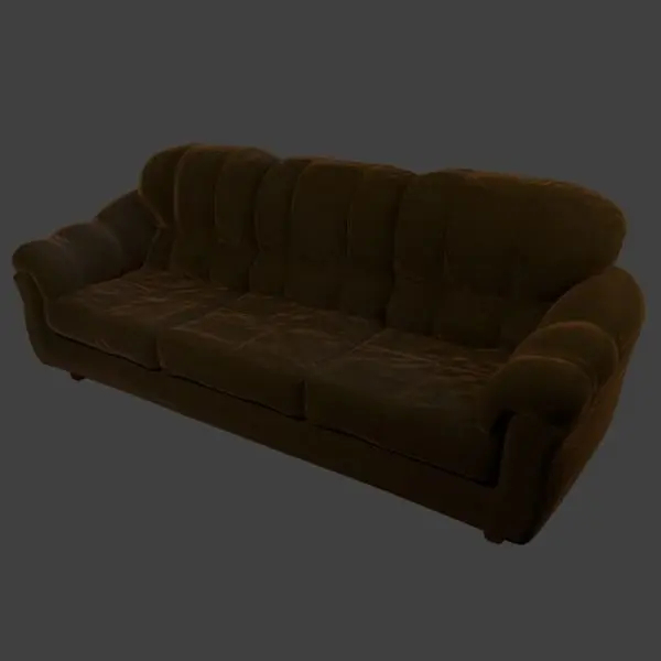 Couch - Brown Velvet Free low-poly 3D model